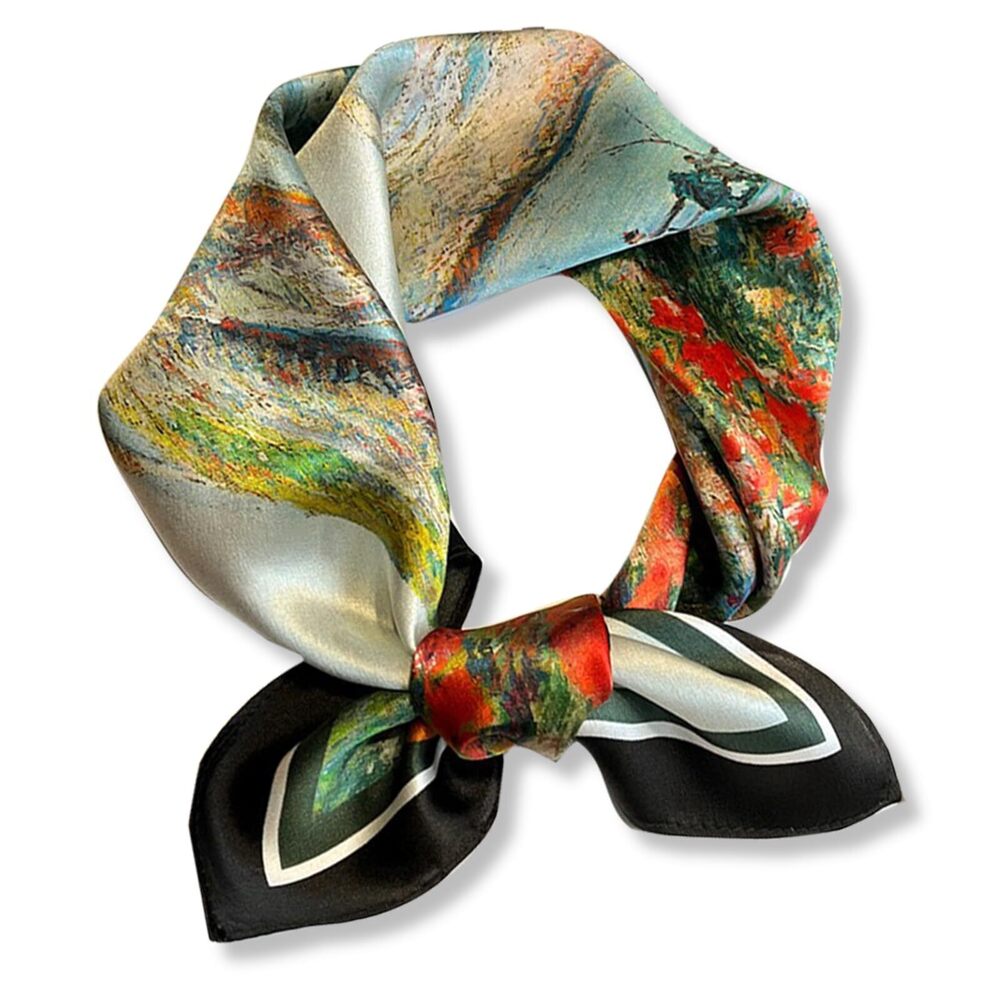 1828 100% Mulberry Silk Neck Scarf 21"x21" Small Square Scarfs Gift Packed